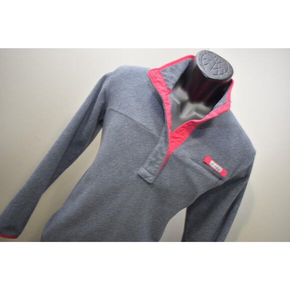 Columbia PFG Fleece Sweater Snap Neck Gray Long Sleeve Pullover Womens Sz Large - Picture 4 of 9